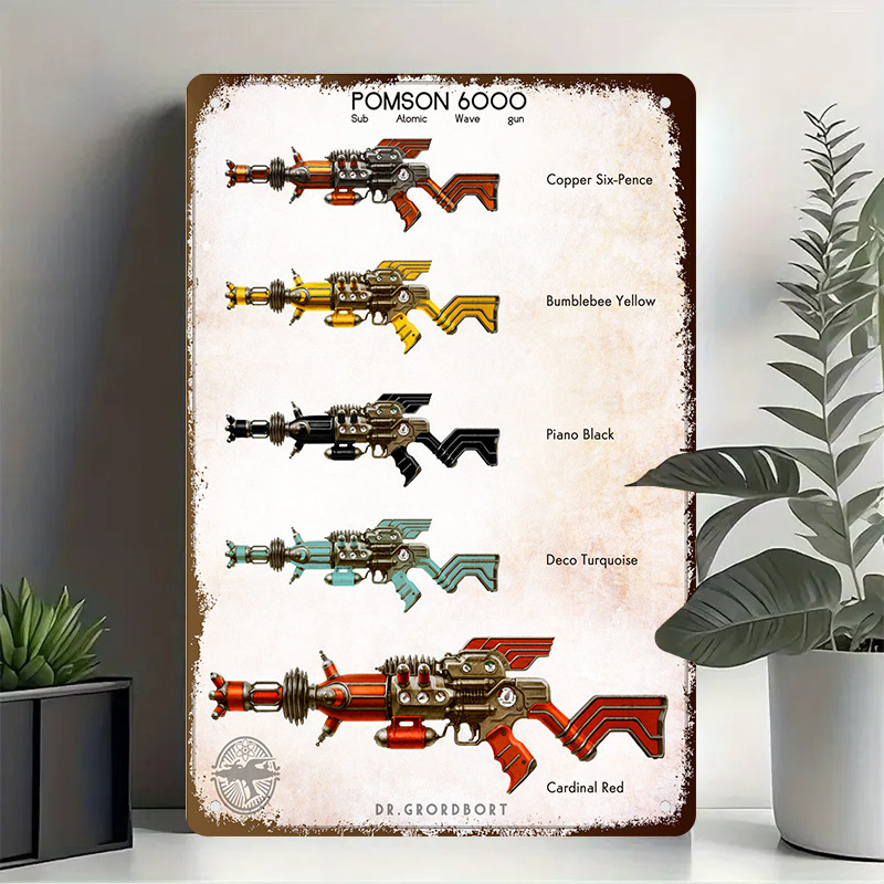 Vintage Collectible Guns - Pomson 6000 Plaque Métallique Rétro -